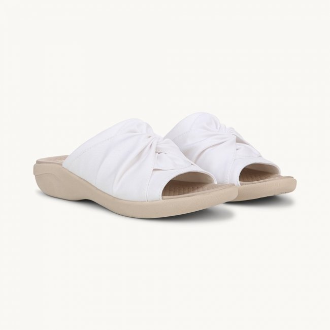 LifeStride Cherish Slide Sandal - Bright White Stretch Fabric LifeStride Cherish Slide Sandal - Bright White Stretch Fabric
