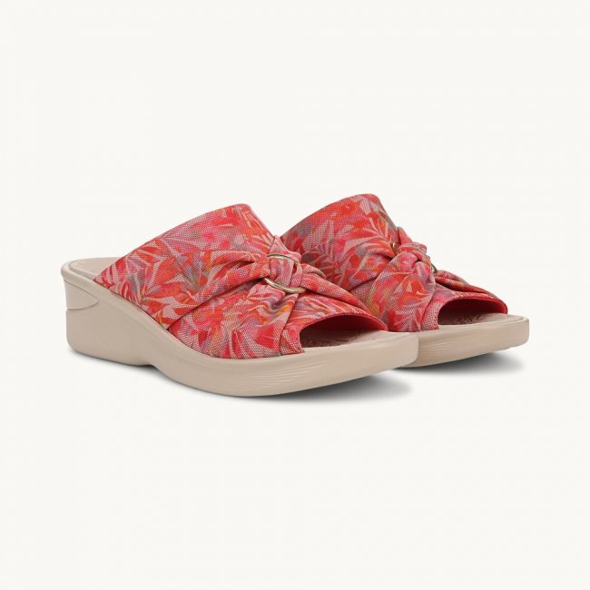 LifeStride Serenade Slide Wedge Sandal - Coral Multi Island Palm Fabric LifeStride Serenade Slide Wedge Sandal - Coral Multi Island Palm Fabric