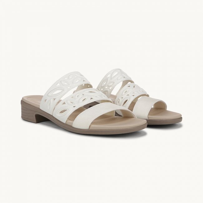 LifeStride Poppy Strappy Sandal - Bright White Shimmer Fabric LifeStride Poppy Strappy Sandal - Bright White Shimmer Fabric