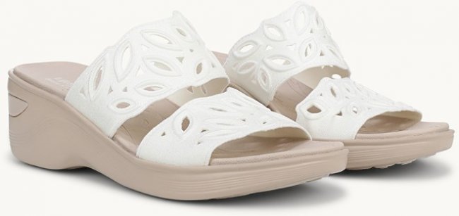 LifeStride Delight Wedge Sandal - Bright White Shimmer Fabric LifeStride Delight Wedge Sandal - Bright White Shimmer Fabric