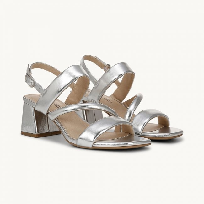 LifeStride Celia Strappy Sandal - Silver Faux Leather LifeStride Celia Strappy Sandal - Silver Faux Leather