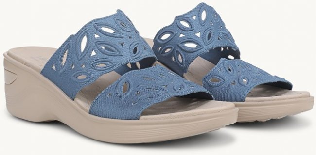 LifeStride Delight Wedge Sandal - Elemental Blue Shimmer Fabric LifeStride Delight Wedge Sandal - Elemental Blue Shimmer Fabric