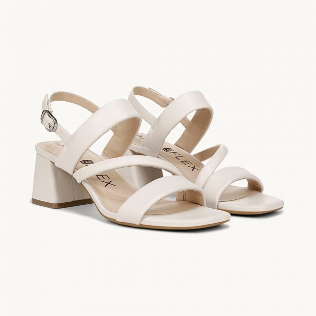 LifeStride Celia Strappy Sandal - Bone White Faux Leather LifeStride Celia Strappy Sandal - Bone White Faux Leather