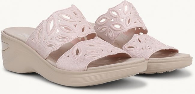 LifeStride Delight Wedge Sandal - Peach Whip Shimmer Fabric LifeStride Delight Wedge Sandal - Peach Whip Shimmer Fabric