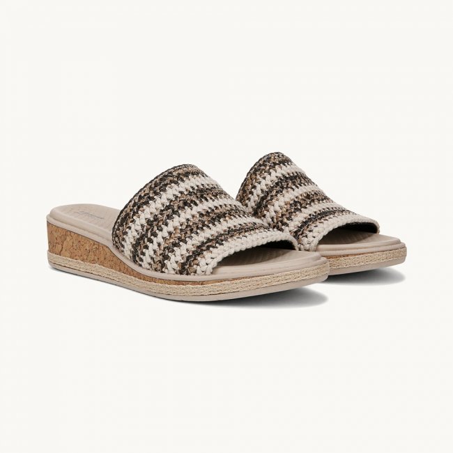 LifeStride Breezy Wedge Sandal - Black Raffia Fabric LifeStride Breezy Wedge Sandal - Black Raffia Fabric