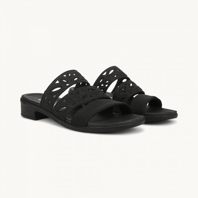 LifeStride Poppy Strappy Sandal - Black Shimmer Fabric LifeStride Poppy Strappy Sandal - Black Shimmer Fabric