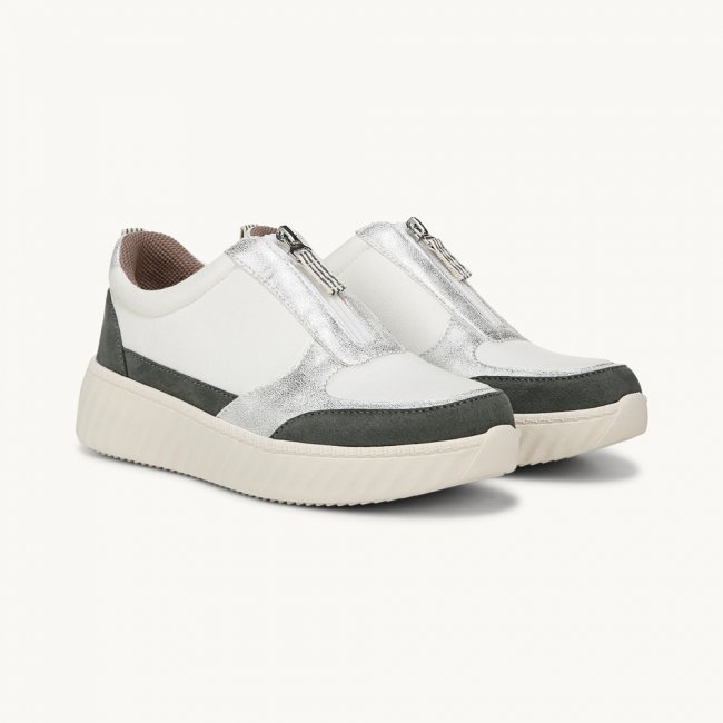 LifeStride Winner Sneaker - White/Sage Textured Fabric LifeStride Winner Sneaker - White/Sage Textured Fabric