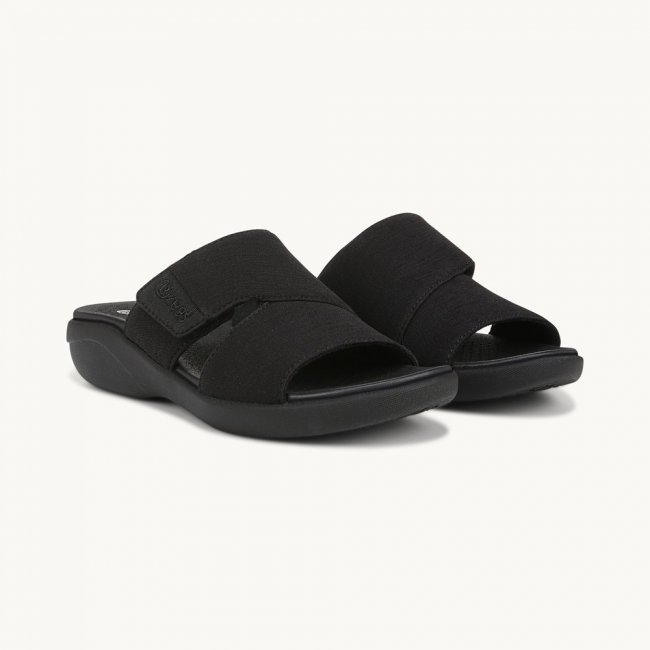 LifeStride Carefree Wedge Sandal - Black Fabric LifeStride Carefree Wedge Sandal - Black Fabric