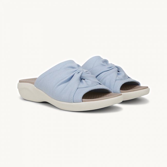 LifeStride Cherish Slide Sandal - Skyway Blue Stretch Fabric LifeStride Cherish Slide Sandal - Skyway Blue Stretch Fabric
