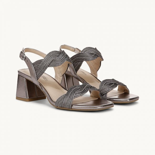 LifeStride Charnelle Slingback Dress Sandal - Pewter Grey Faux Leather LifeStride Charnelle Slingback Dress Sandal - Pewter Grey Faux Leather