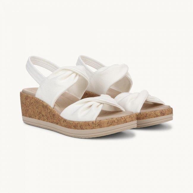 LifeStride Riley Slingback Wedge Sandal - Bright White Linen Fabric LifeStride Riley Slingback Wedge Sandal - Bright White Linen Fabric