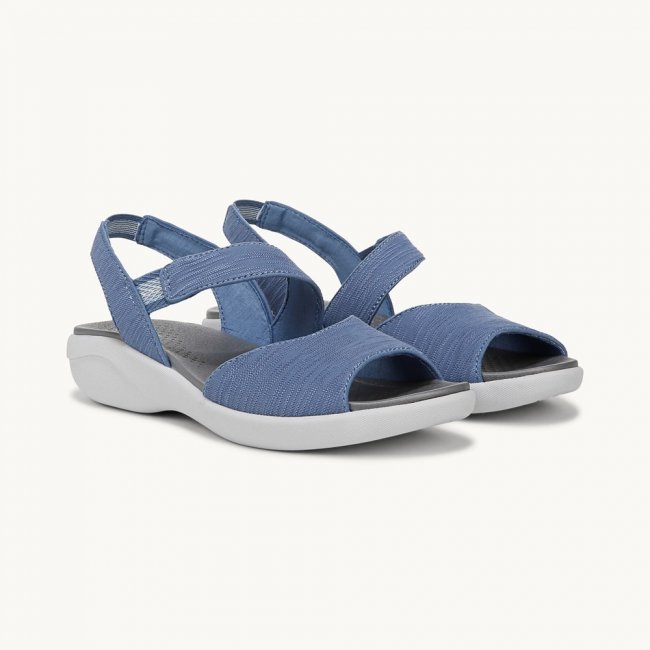 LifeStride Cheerful Strappy Sandal - Elemental Blue Waxy Fabric LifeStride Cheerful Strappy Sandal - Elemental Blue Waxy Fabric