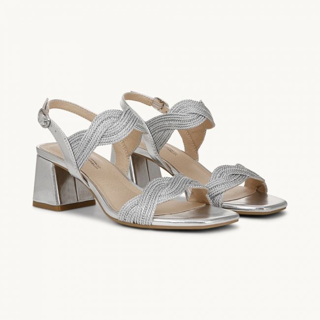 LifeStride Charnelle Slingback Dress Sandal - Silver Faux Leather LifeStride Charnelle Slingback Dress Sandal - Silver Faux Leather