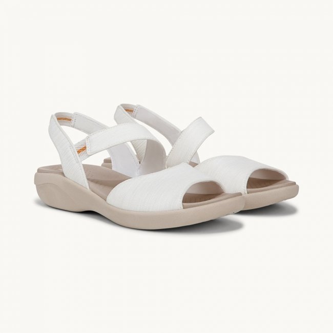 LifeStride Cheerful Strappy Sandal - Bright White Waxy Fabric LifeStride Cheerful Strappy Sandal - Bright White Waxy Fabric