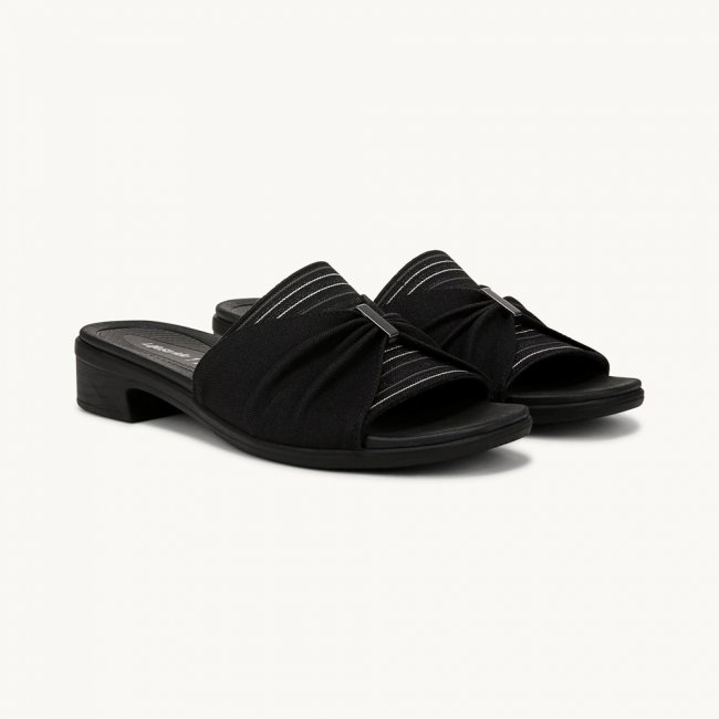 LifeStride Paradise Sandal - Black Sueded Jersey Fabric LifeStride Paradise Sandal - Black Sueded Jersey Fabric