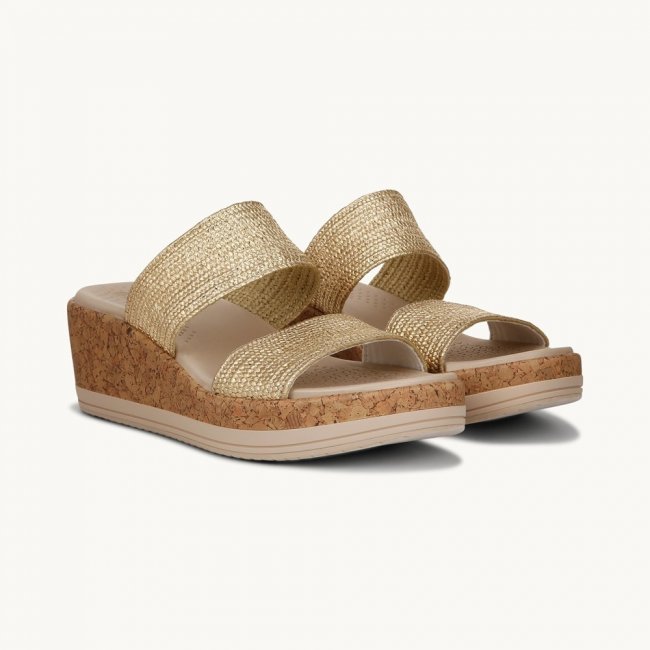 LifeStride Resort Wedge Sandal - Gold Fabric LifeStride Resort Wedge Sandal - Gold Fabric
