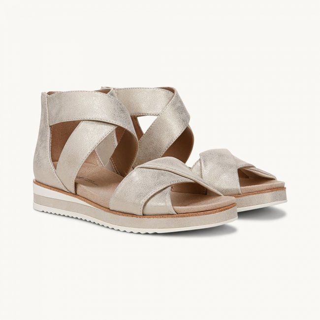 LifeStride Zoom Gladiator Sandal - Platino Gold Faux Leather LifeStride Zoom Gladiator Sandal - Platino Gold Faux Leather