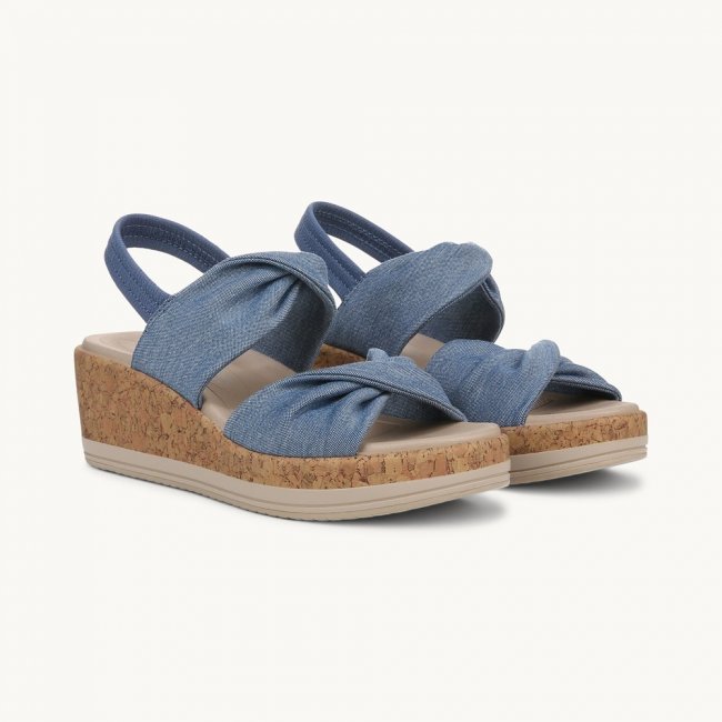 LifeStride Riley Slingback Wedge Sandal - Elemental Blue Linen Fabric LifeStride Riley Slingback Wedge Sandal - Elemental Blue Linen Fabric