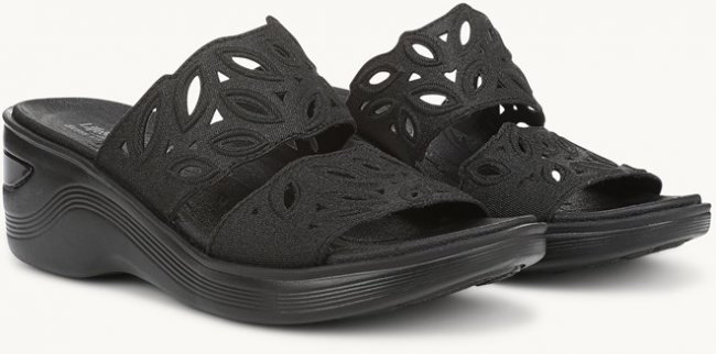 LifeStride Delight Wedge Sandal - Black Shimmer Fabric LifeStride Delight Wedge Sandal - Black Shimmer Fabric