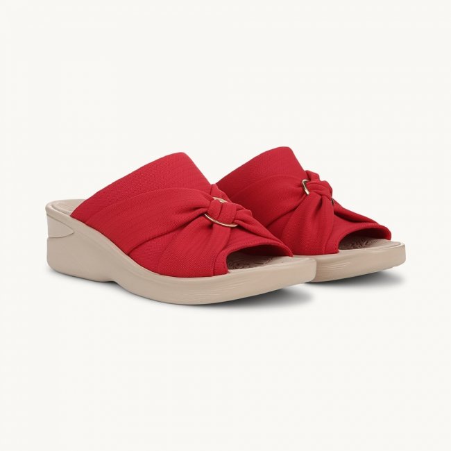 LifeStride Serenade Slide Wedge Sandal - Fire Red Stretch Fabric LifeStride Serenade Slide Wedge Sandal - Fire Red Stretch Fabric