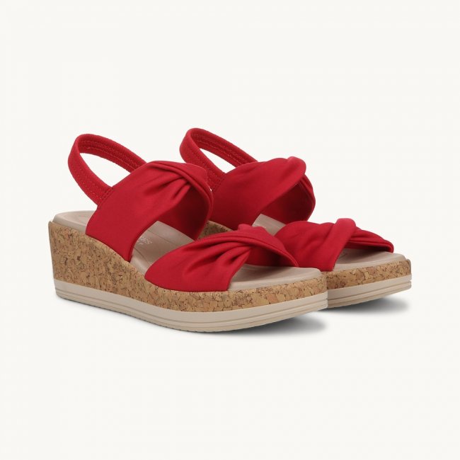 LifeStride Riley Slingback Wedge Sandal - Fire Red Linen Fabric LifeStride Riley Slingback Wedge Sandal - Fire Red Linen Fabric